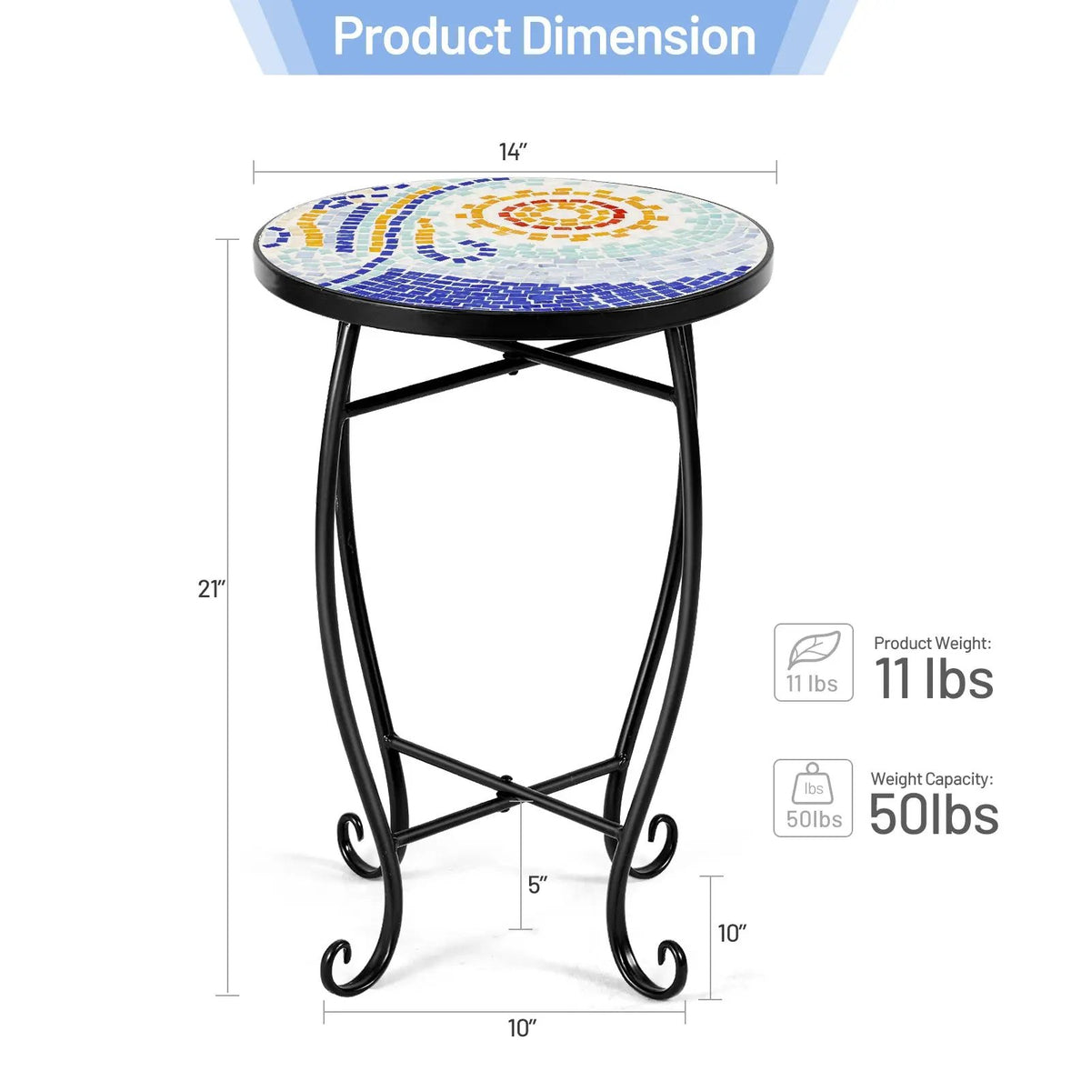 Outdoor Indoor Steel Accent Plant Stand Cobalt Table by DirectDeals