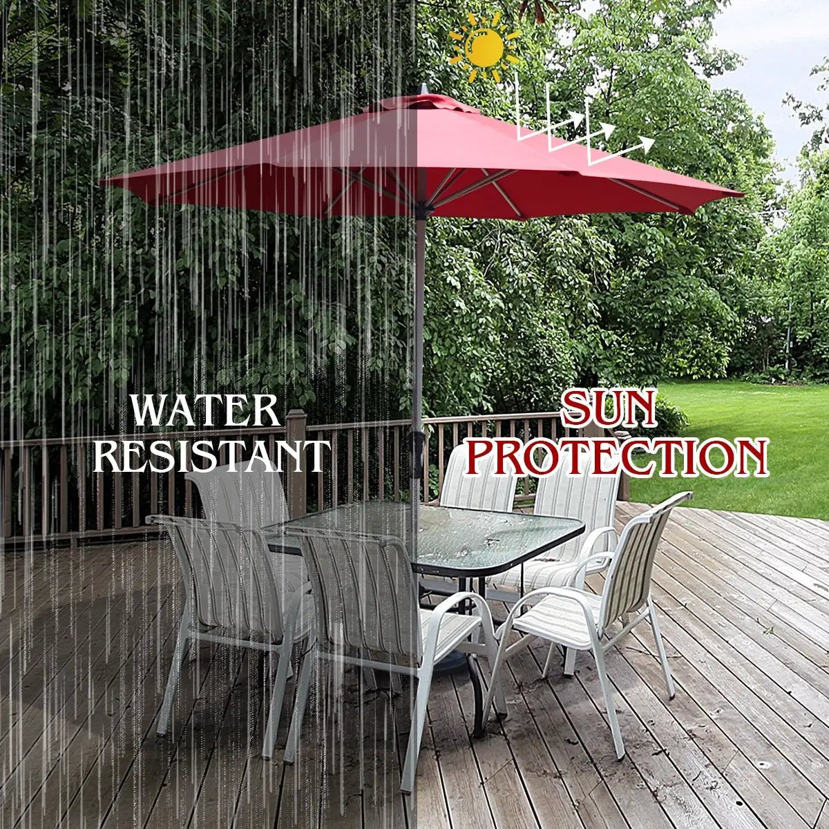 9 Feet Patio Outdoor Market Umbrella with Aluminum Pole without Weight Base by DirectDeals