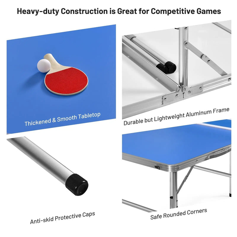 60 Inch Portable Tennis Ping Pong Folding Table with Accessories by DirectDeals