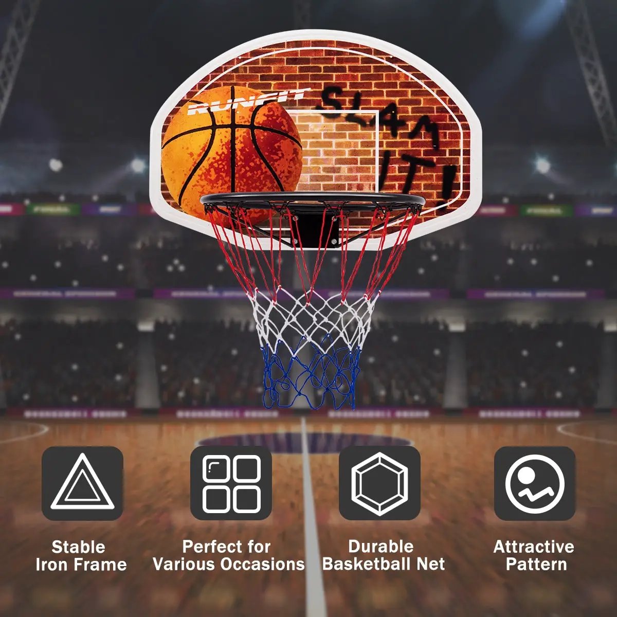 Wall Mounted Fan Backboard with Basketball Hoop and 2 Nets by DirectDeals