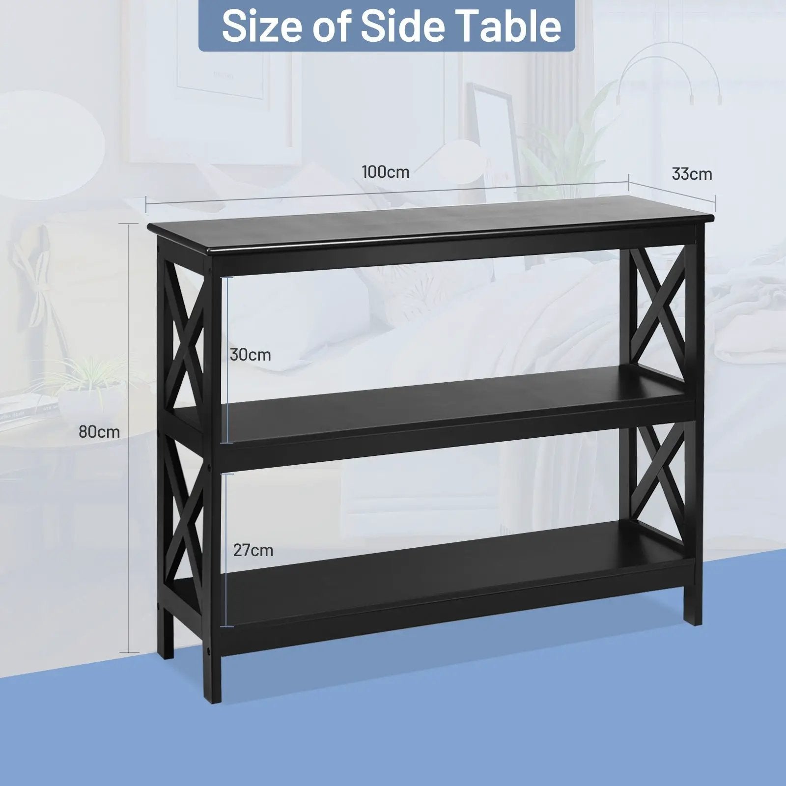 3-Tier Console X-Design Sofa Side Accent Table by DirectDeals