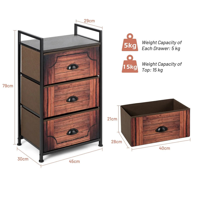 Industrial 3-Layers Fabric Dresser with Fabric Drawers and Steel Frame by DirectDeals