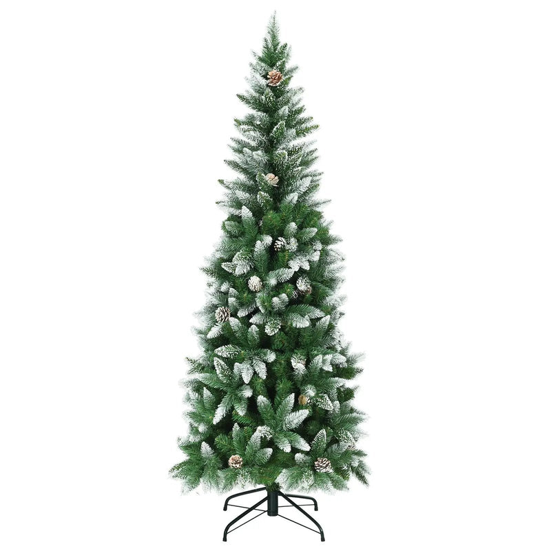 5/6/7.5 Feet Artificial Pencil Christmas Tree with Pine Cones by DirectDeals
