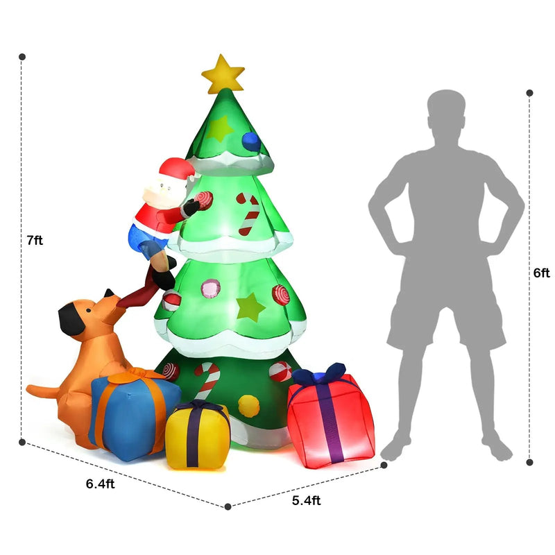 7 Feet Inflatable Christmas Tree Santa Decor with LED Lights by DirectDeals