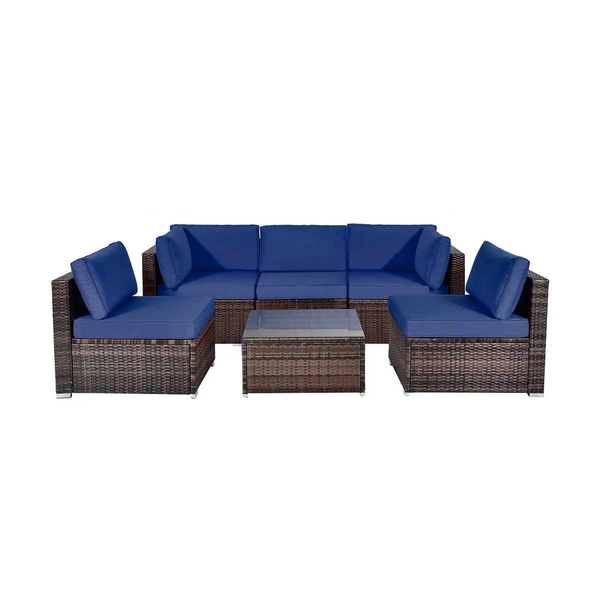 6 Pieces Patio Rattan Furniture Set with Cushions by DirectDeals