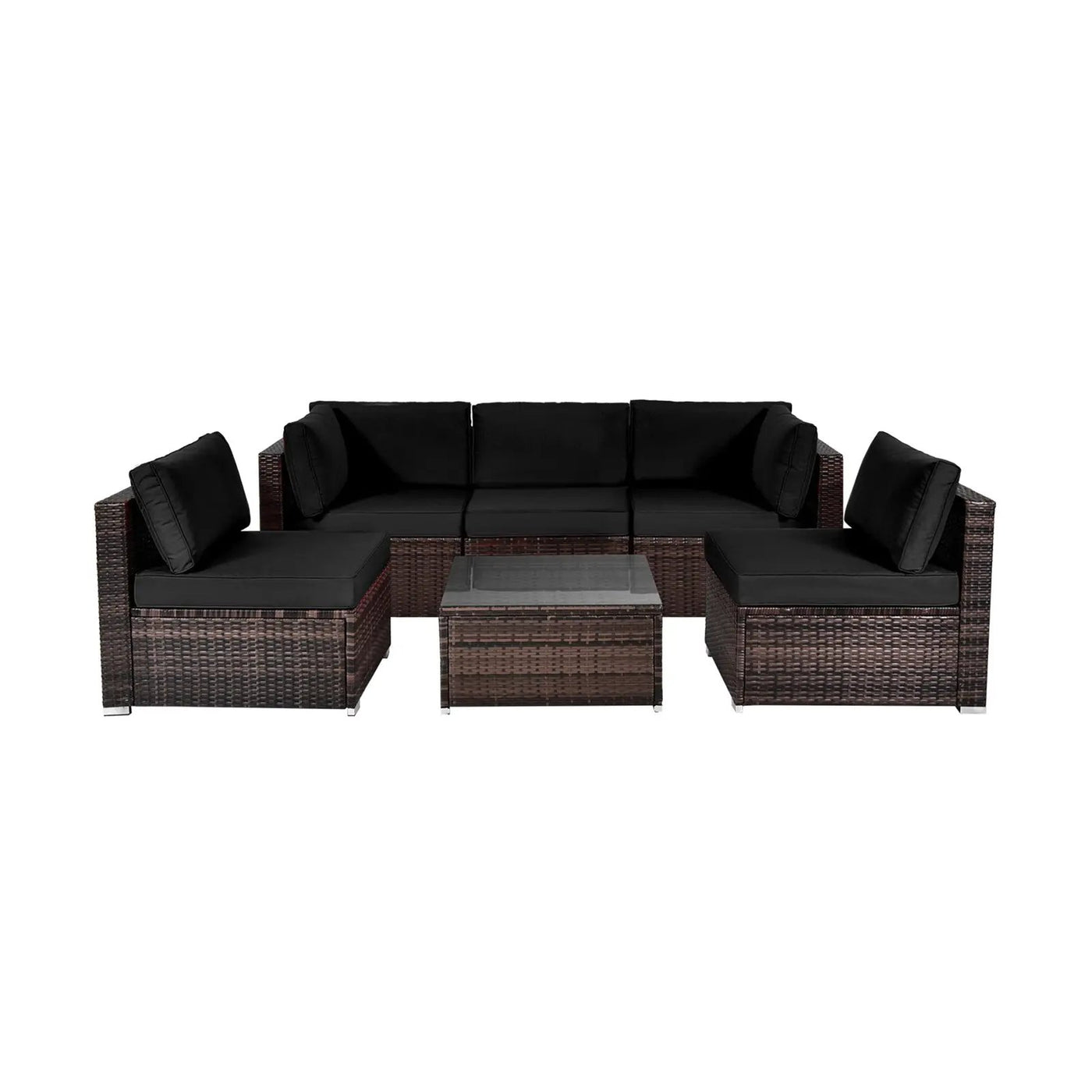 6 Pieces Patio Rattan Furniture Set with Cushions by DirectDeals