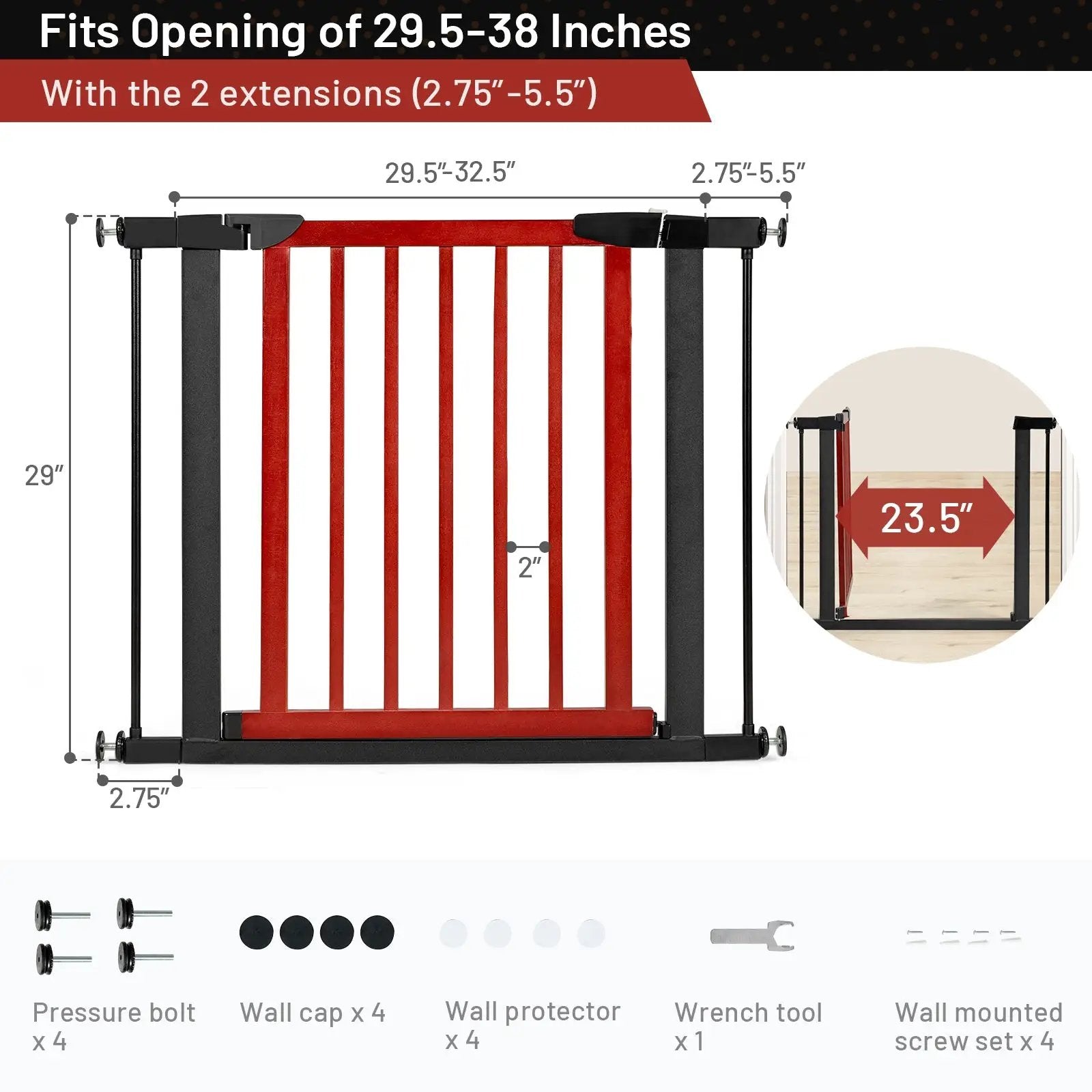 Extendable Safety Gate for Baby and Pet by DirectDeals