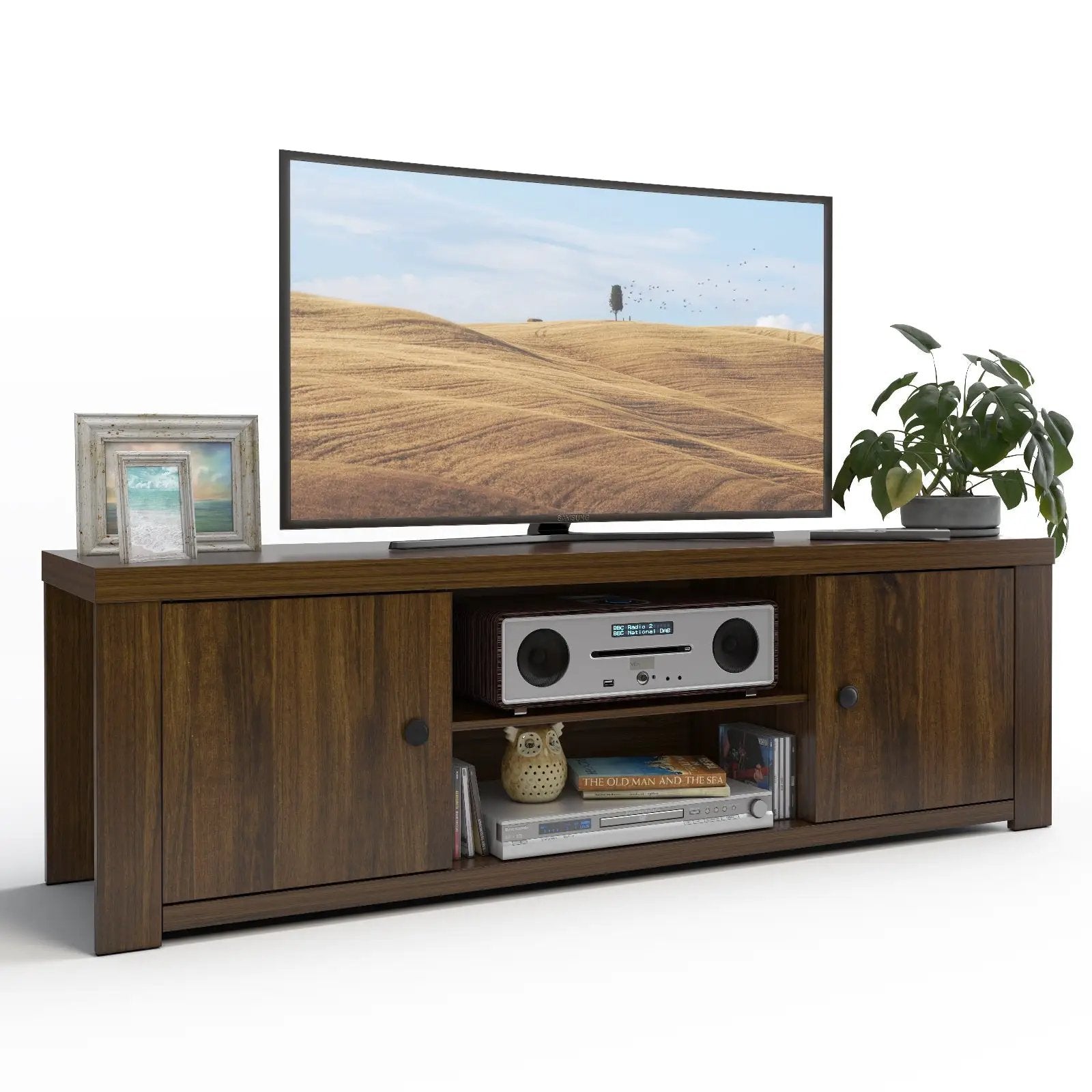 Classic Style TV Console Cabinet for 65-Inch TV with 2 Cable Management Holes by DirectDeals