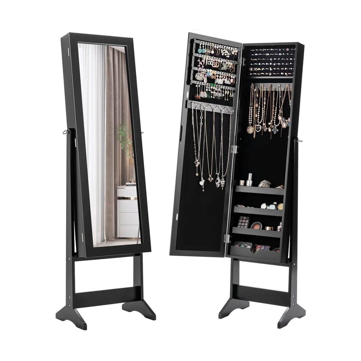 Mirrored Standing Jewelry Cabinet Storage Box by DirectDeals