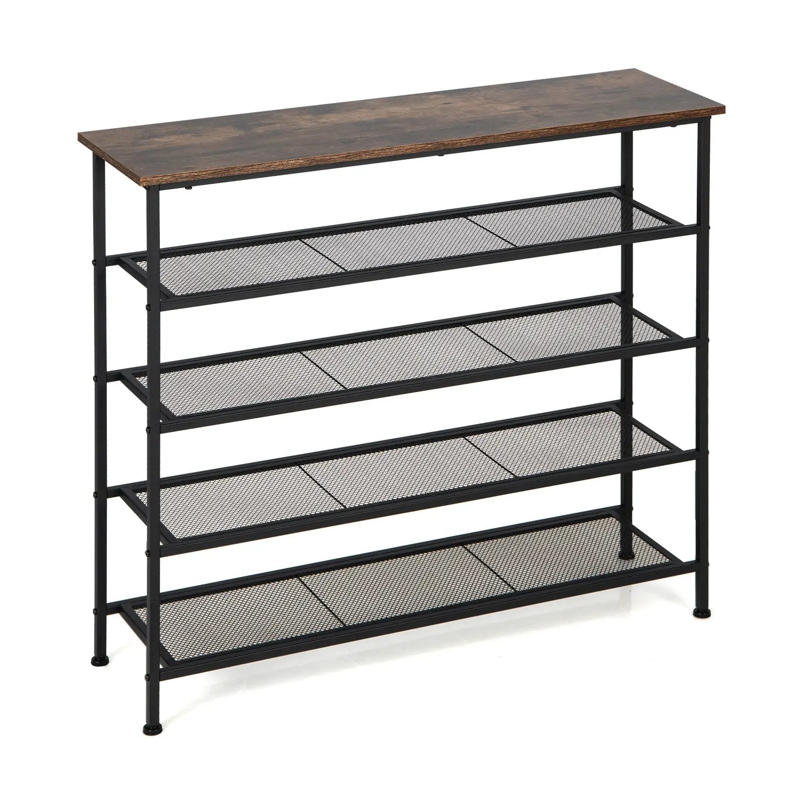 Industrial Adjustable 5-Tier Metal Shoe Rack with 4 Shelves for 16-20 Pairs by DirectDeals