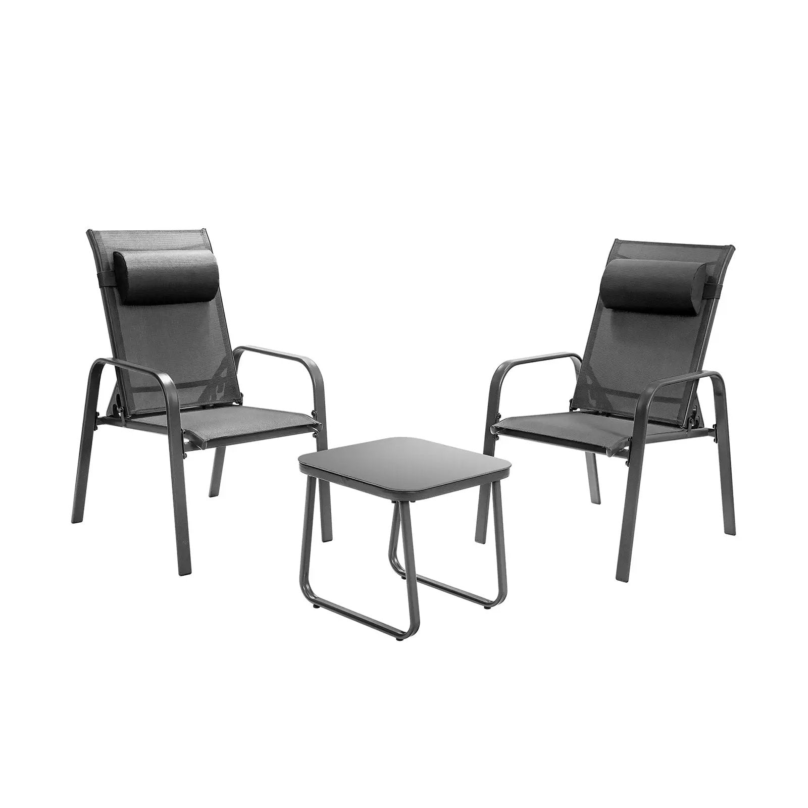 3 Pieces Patio Bistro Furniture Set with Adjustable Backrest by DirectDeals
