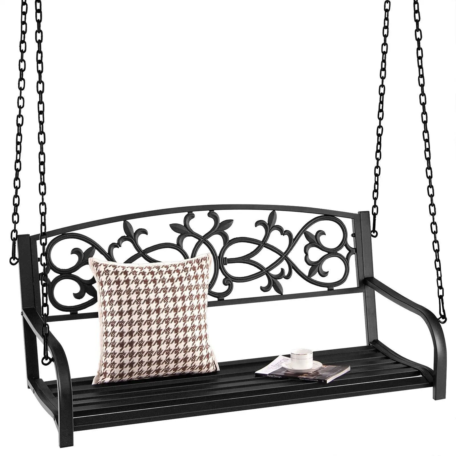 2-Person Outdoor Porch Metal Hanging Swing Chair with Sturdy Chains by DirectDeals