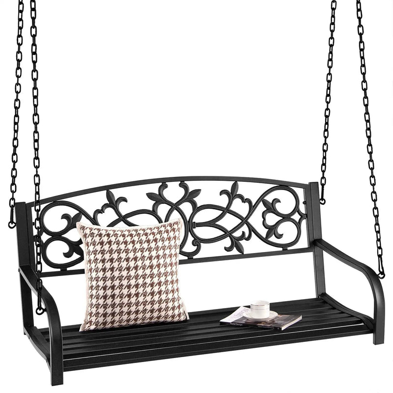 2-Person Outdoor Porch Metal Hanging Swing Chair with Sturdy Chains by DirectDeals