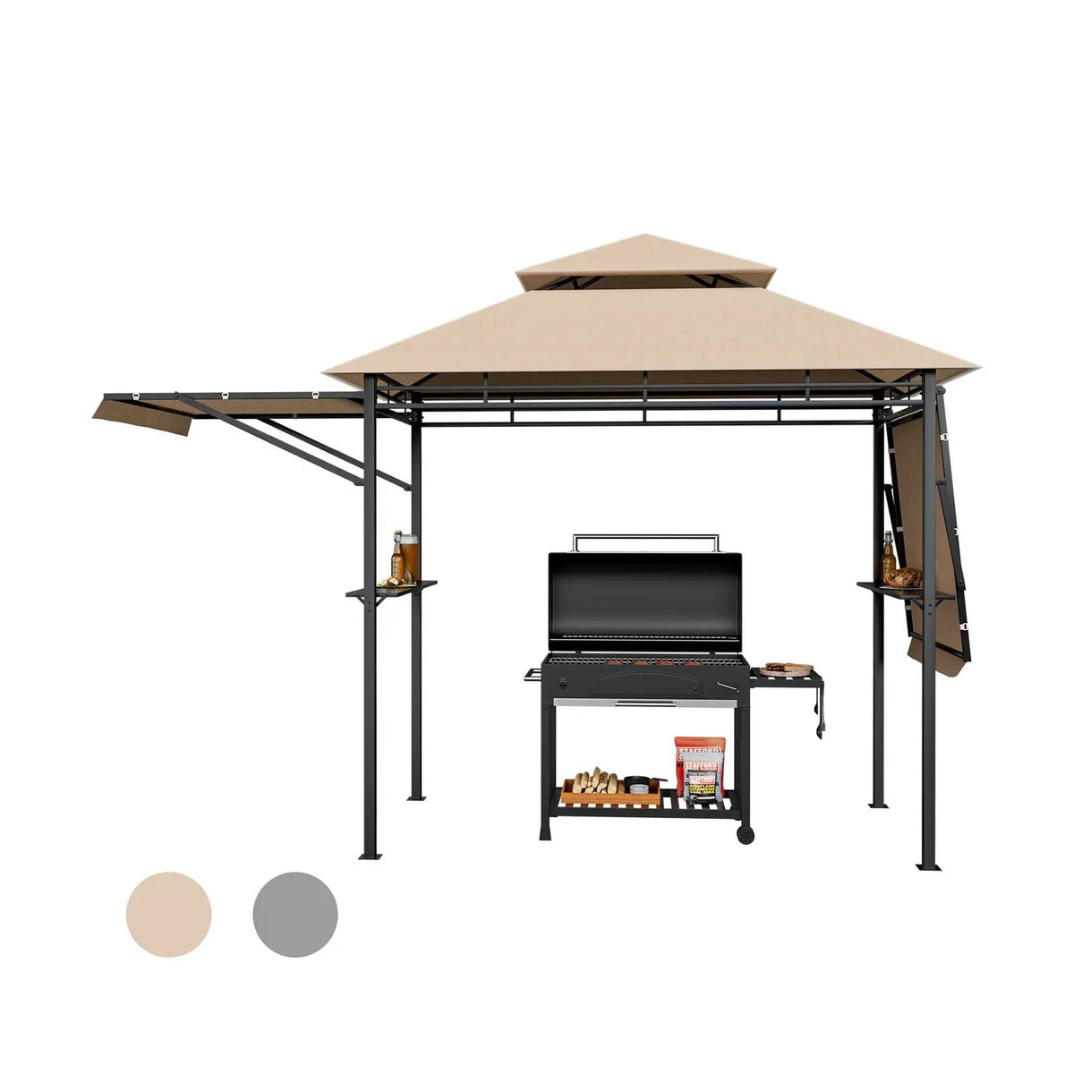 13.5 x 4 Feet Patio BBQ Grill Gazebo Canopy with Dual Side Awnings by DirectDeals