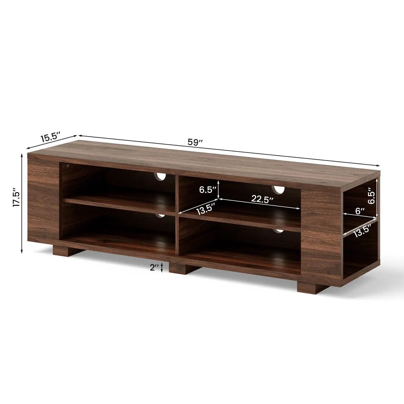 59 Inch Console Storage Entertainment Media Wood TV Stand-Walnut by DirectDeals