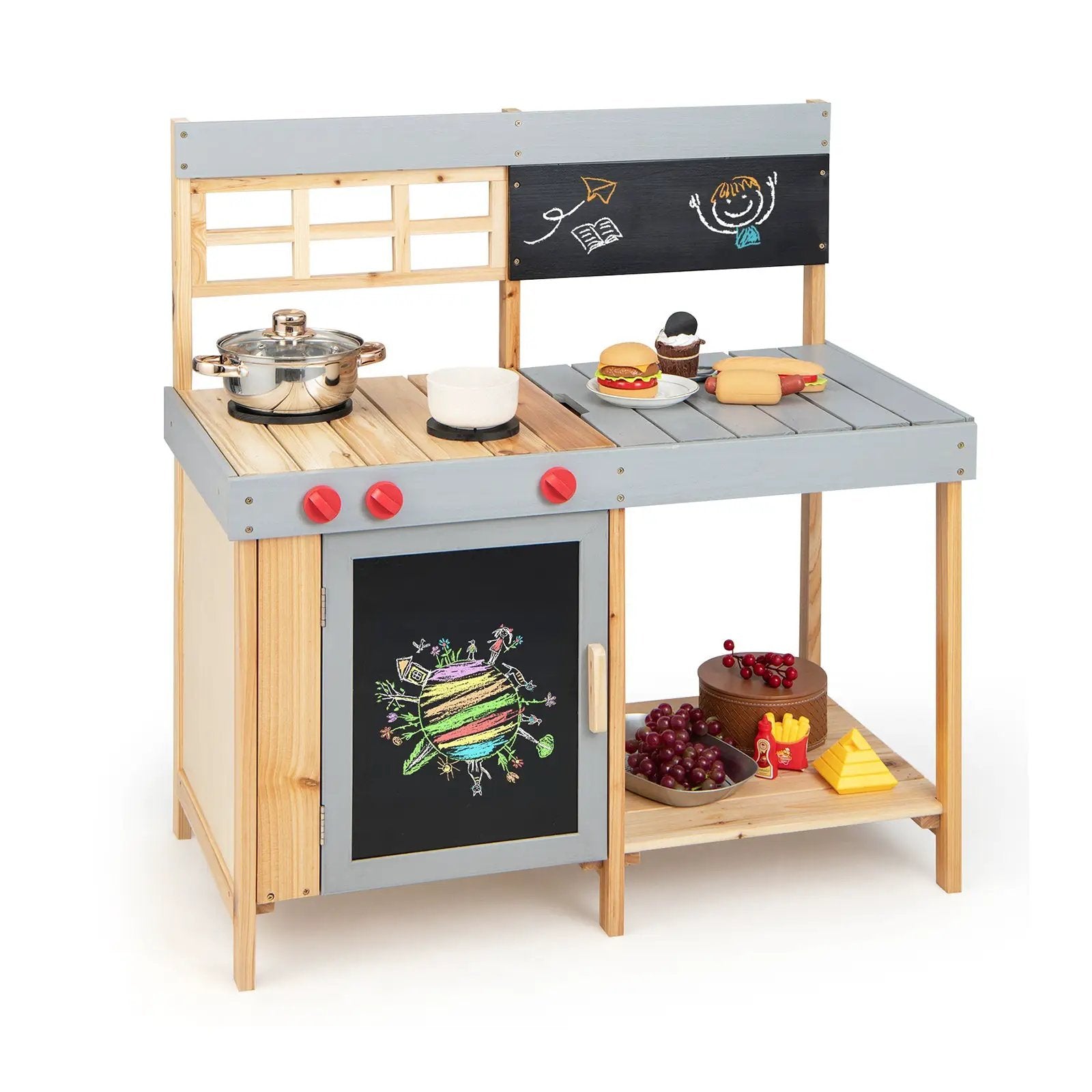 Outdoor Kid's Mud Kitchen Set with Detachable Water Box for Toddlers Over 3 by DirectDeals