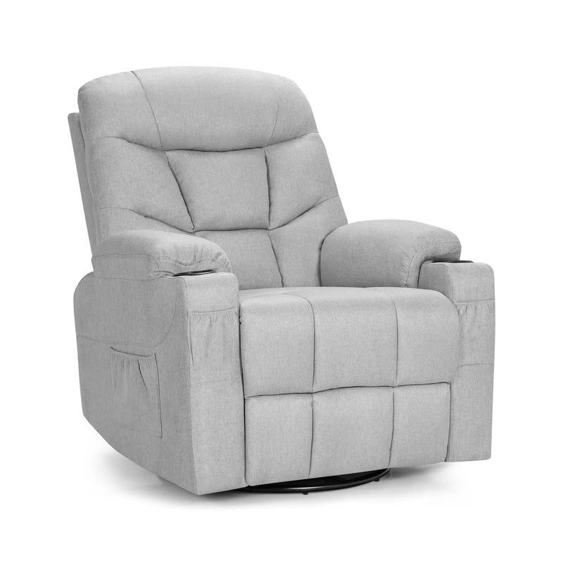 Massage Rocking Recliner Chair with Heat and Vibration-Gray by DirectDeals