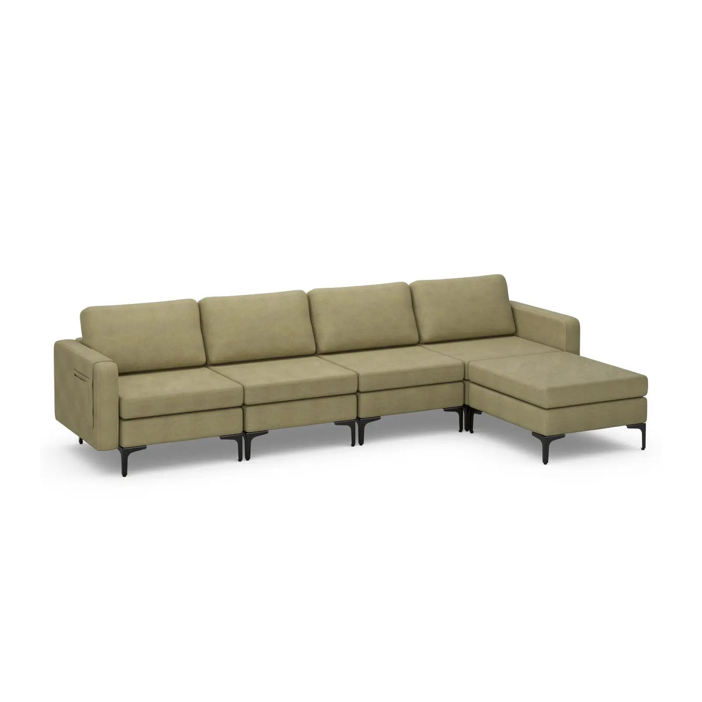Modular L-shaped Sectional Sofa with Reversible Ottoman and 2 USB Ports by DirectDeals