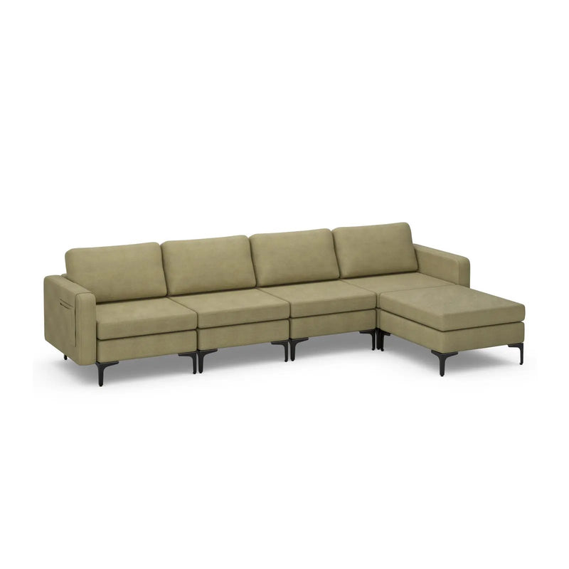 Modular L-shaped Sectional Sofa with Reversible Ottoman and 2 USB Ports by DirectDeals