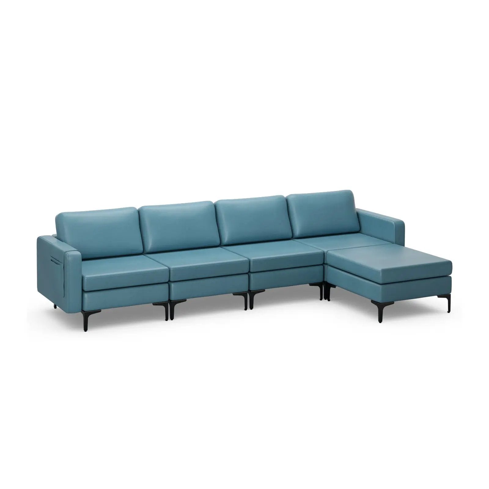 Modular L-shaped Sectional Sofa with Reversible Ottoman and 2 USB Ports by DirectDeals