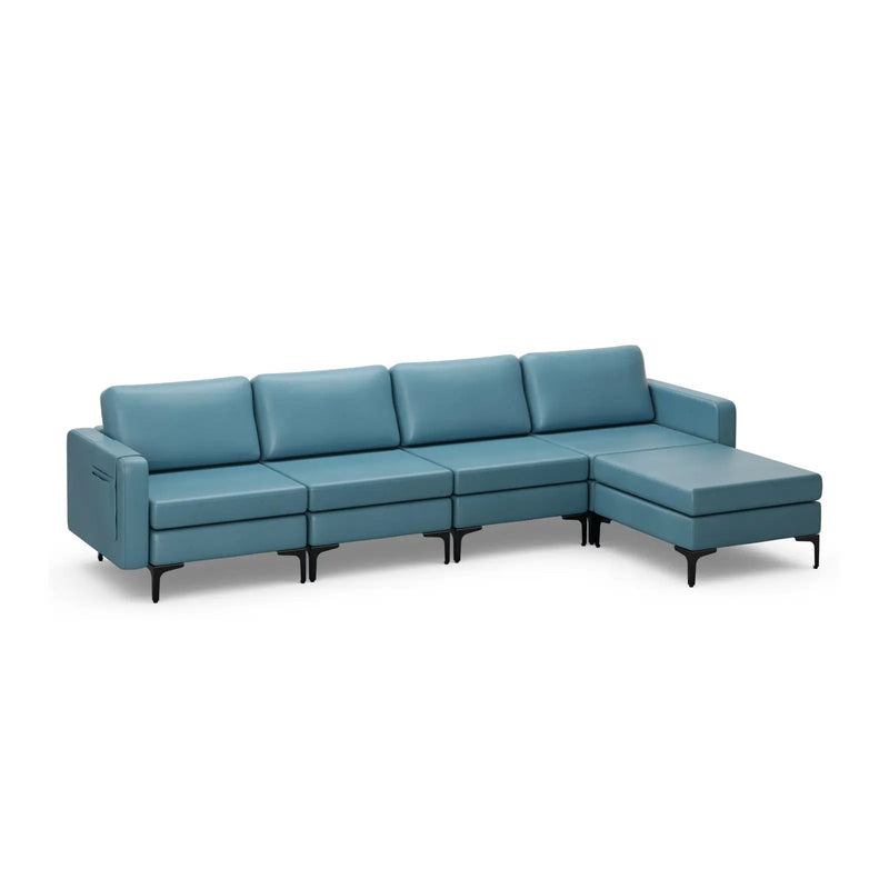 Modular L-shaped Sectional Sofa with Reversible Ottoman and 2 USB Ports by DirectDeals