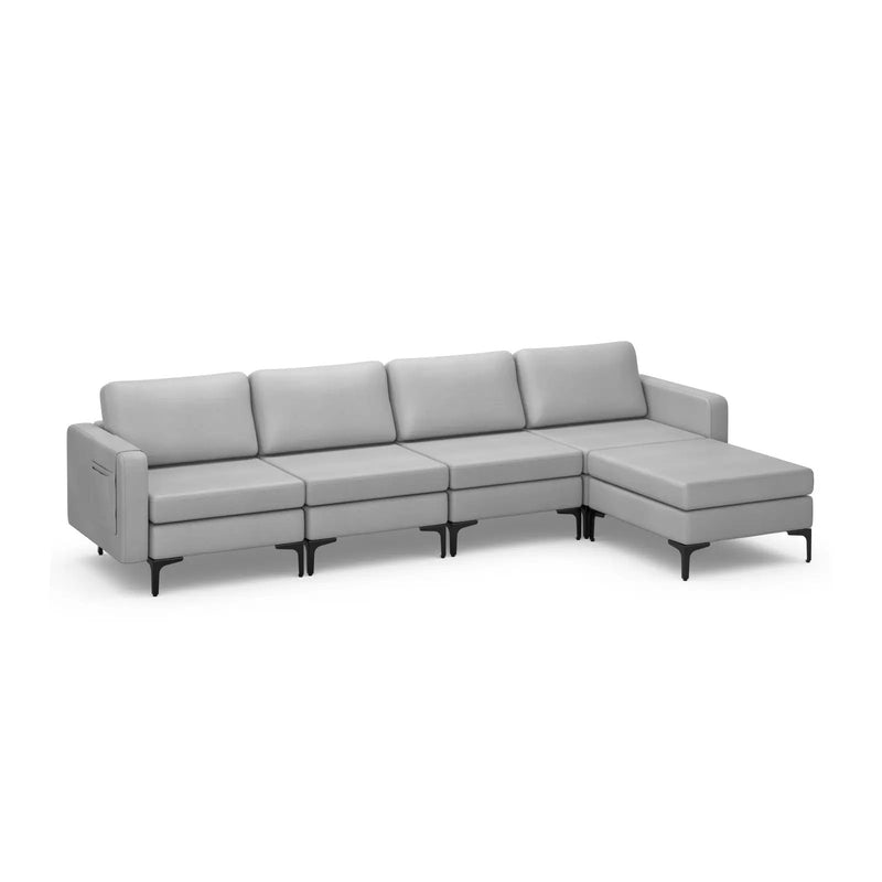 Modular L-shaped Sectional Sofa with Reversible Ottoman and 2 USB Ports by DirectDeals