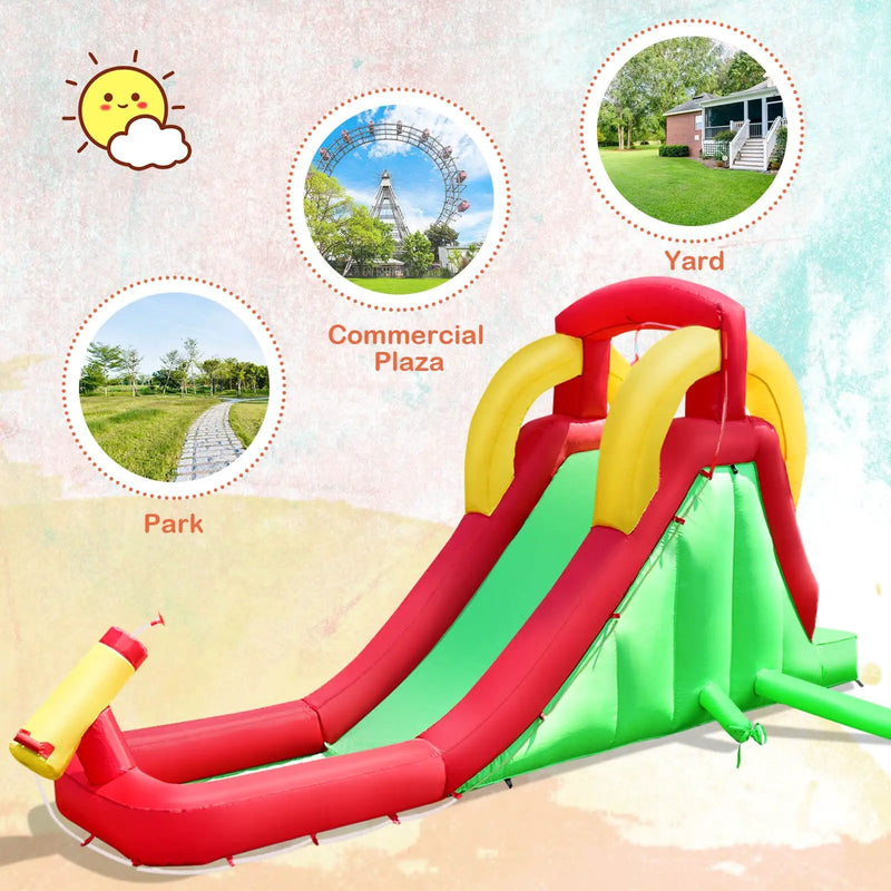 Inflatable Water Slide Bounce House with Climbing Wall and Jumper without Blower by DirectDeals
