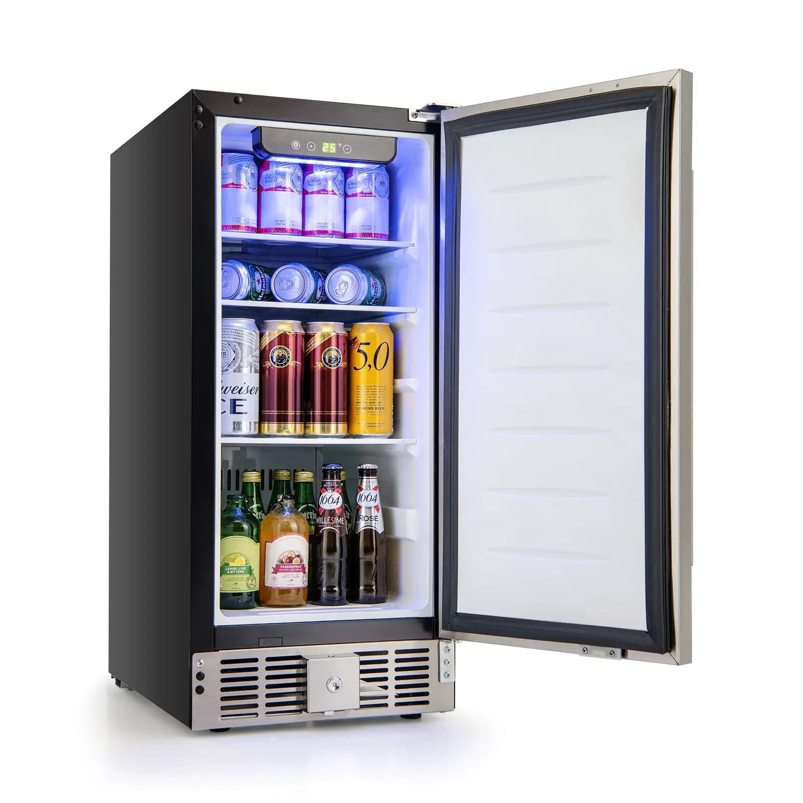 Compact Refrigerator with Adjustable Thermostat and Stainless Steel Door-Silver by DirectDeals