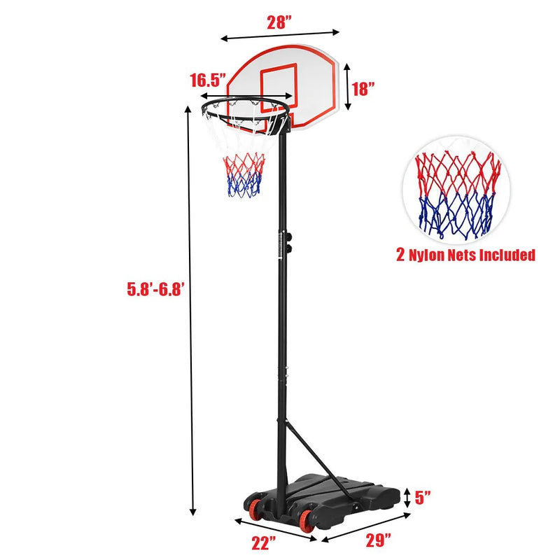 Adjustable Basketball Hoop System Stand with Wheels by DirectDeals