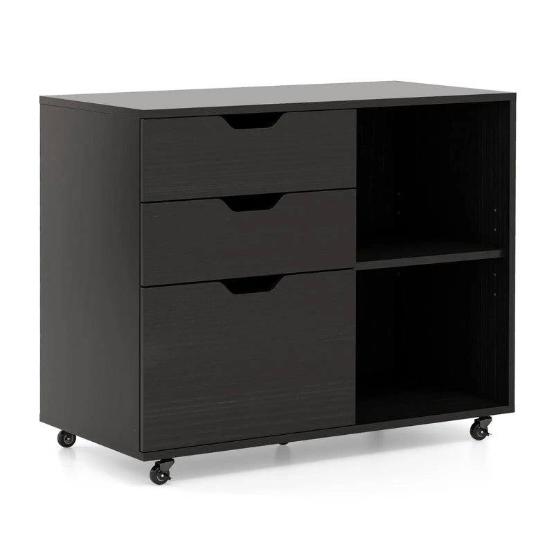 3-Drawer File Cabinet with Adjustable Shelf and Wheels for Letter by DirectDeals