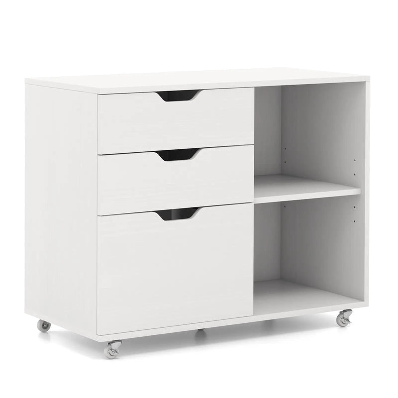 3-Drawer File Cabinet with Adjustable Shelf and Wheels for Letter by DirectDeals