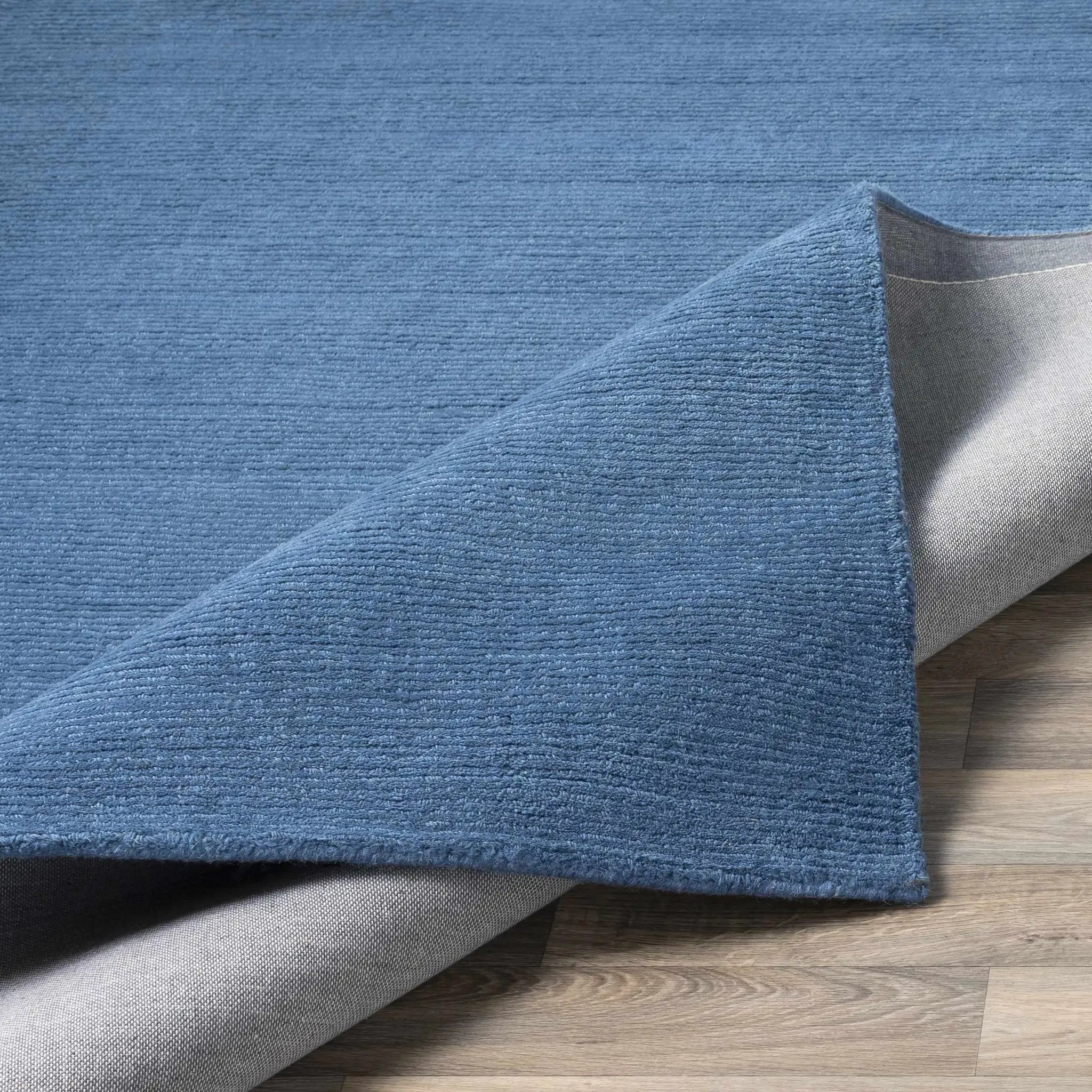 Brockton Solid Blue Wool Rug by Boutique Rugs