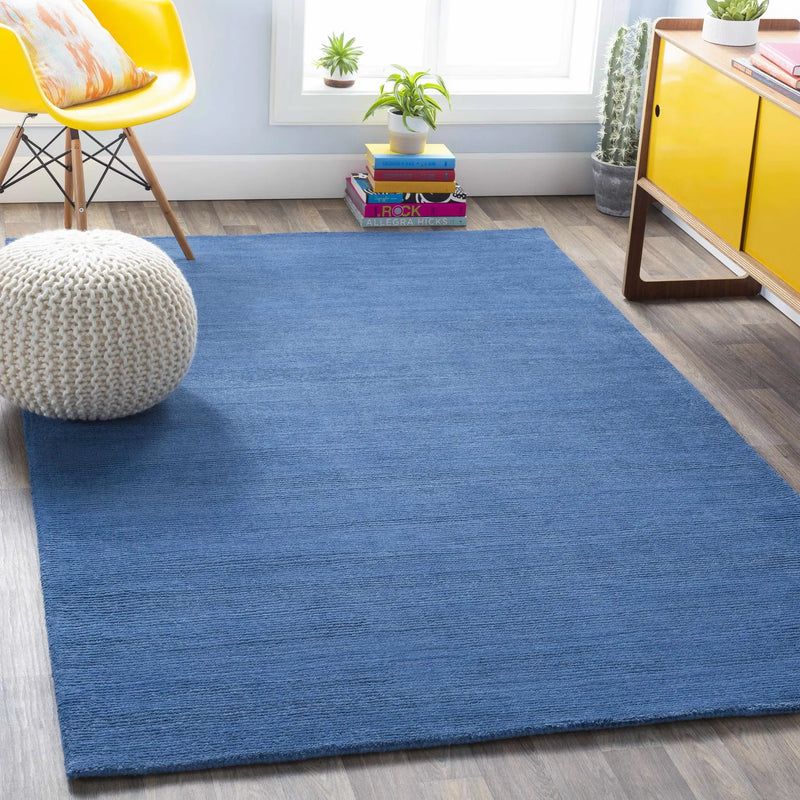 Brockton Solid Blue Wool Rug by Boutique Rugs