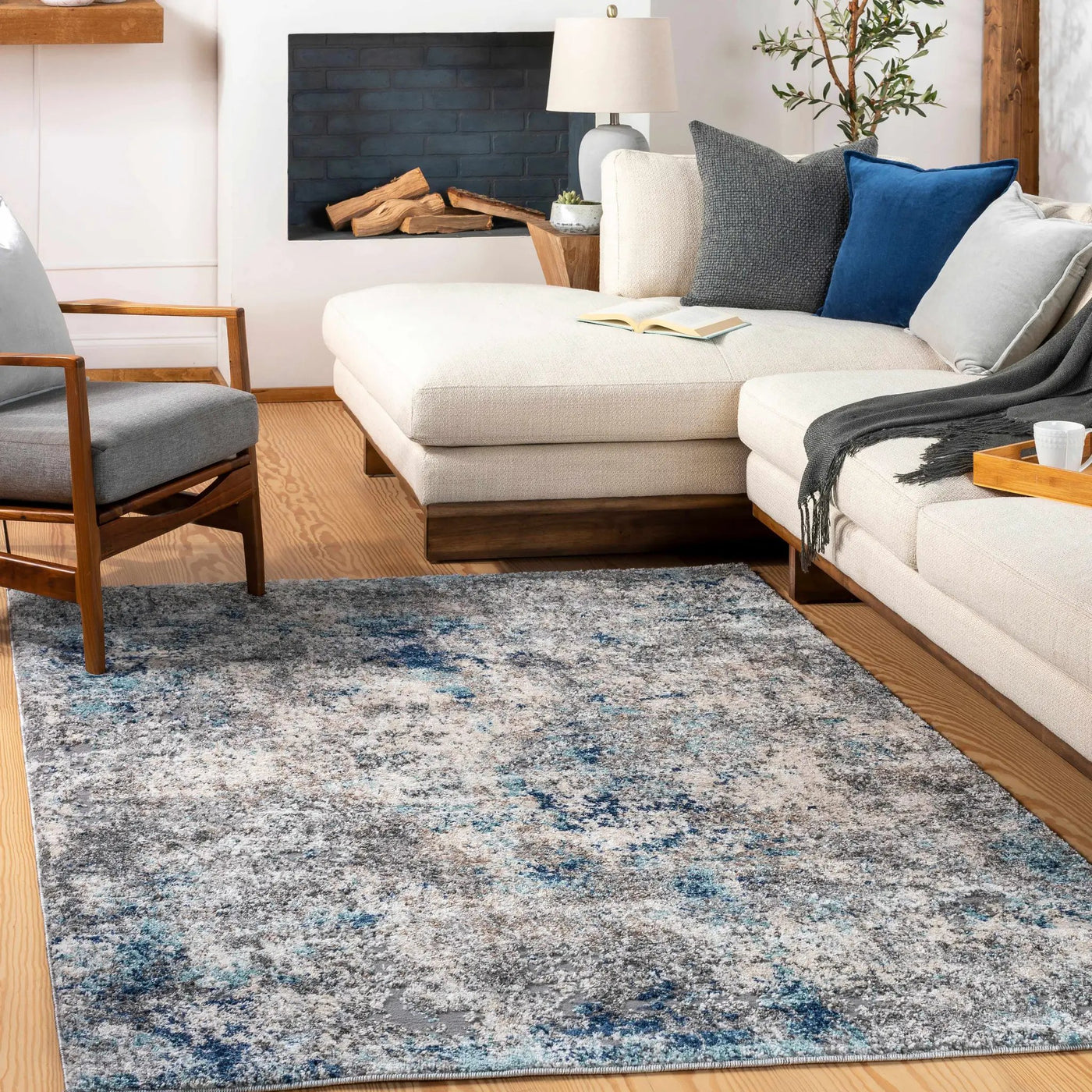 Findochty Blue&Gray Abstract Area Rug by Boutique Rugs