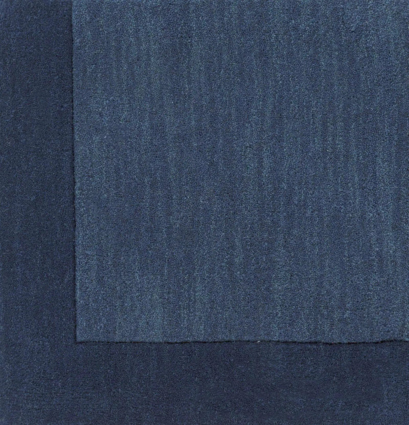 Bordered Solid Ink Blue Wool Rug by Boutique Rugs