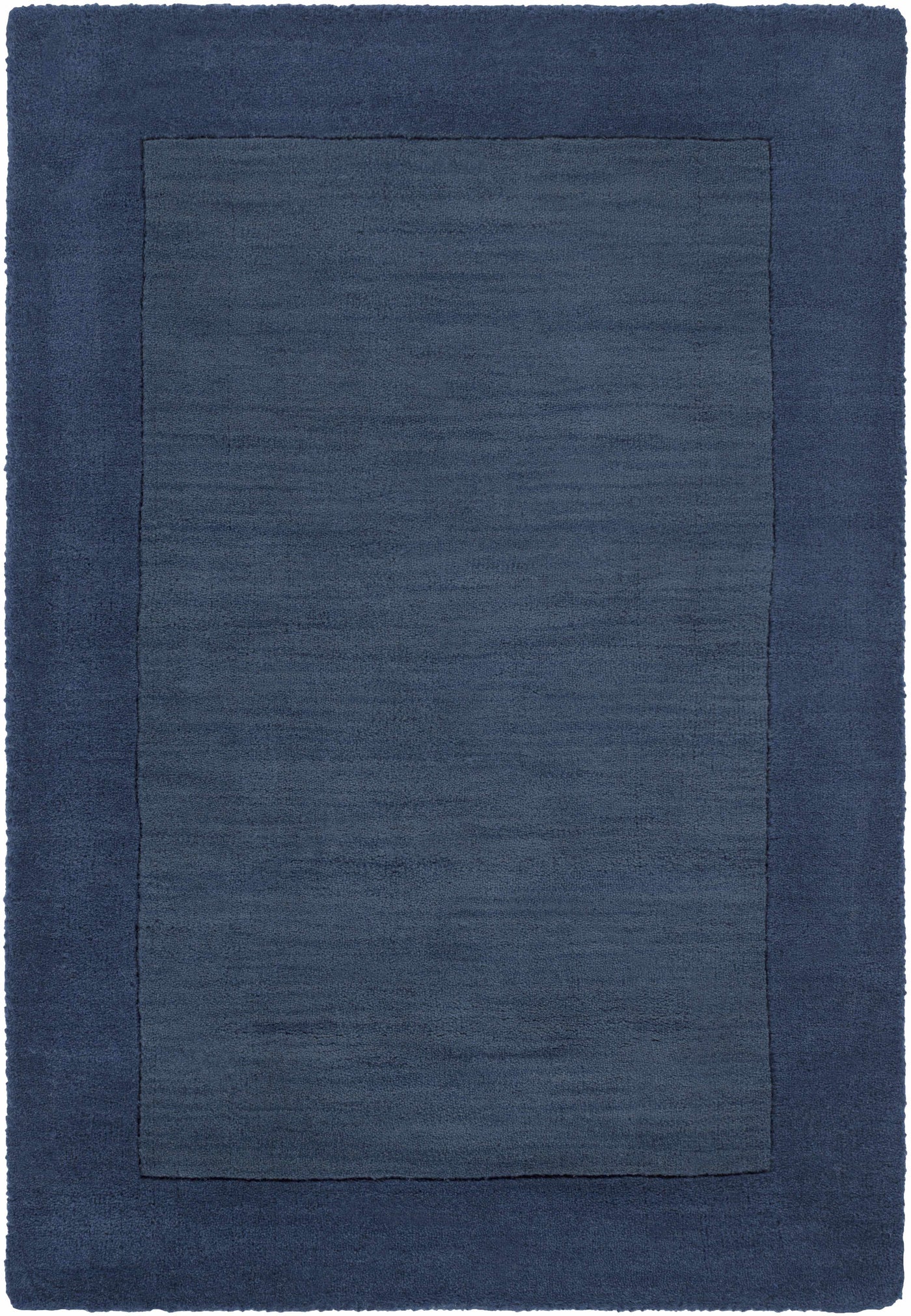 Bordered Solid Ink Blue Wool Rug by Boutique Rugs