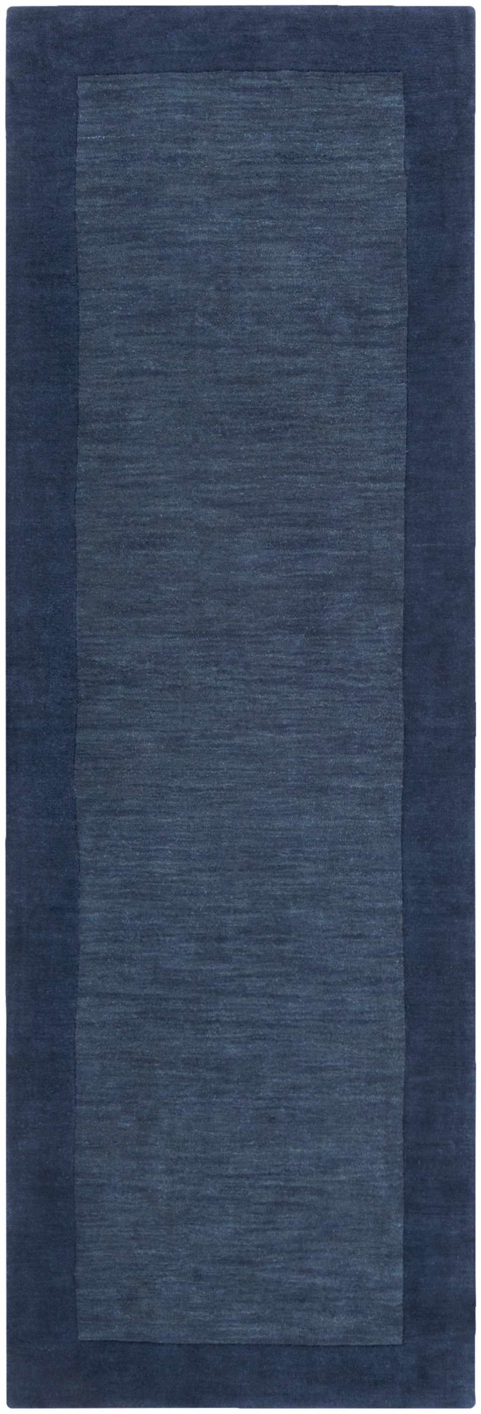 Bordered Solid Ink Blue Wool Rug by Boutique Rugs