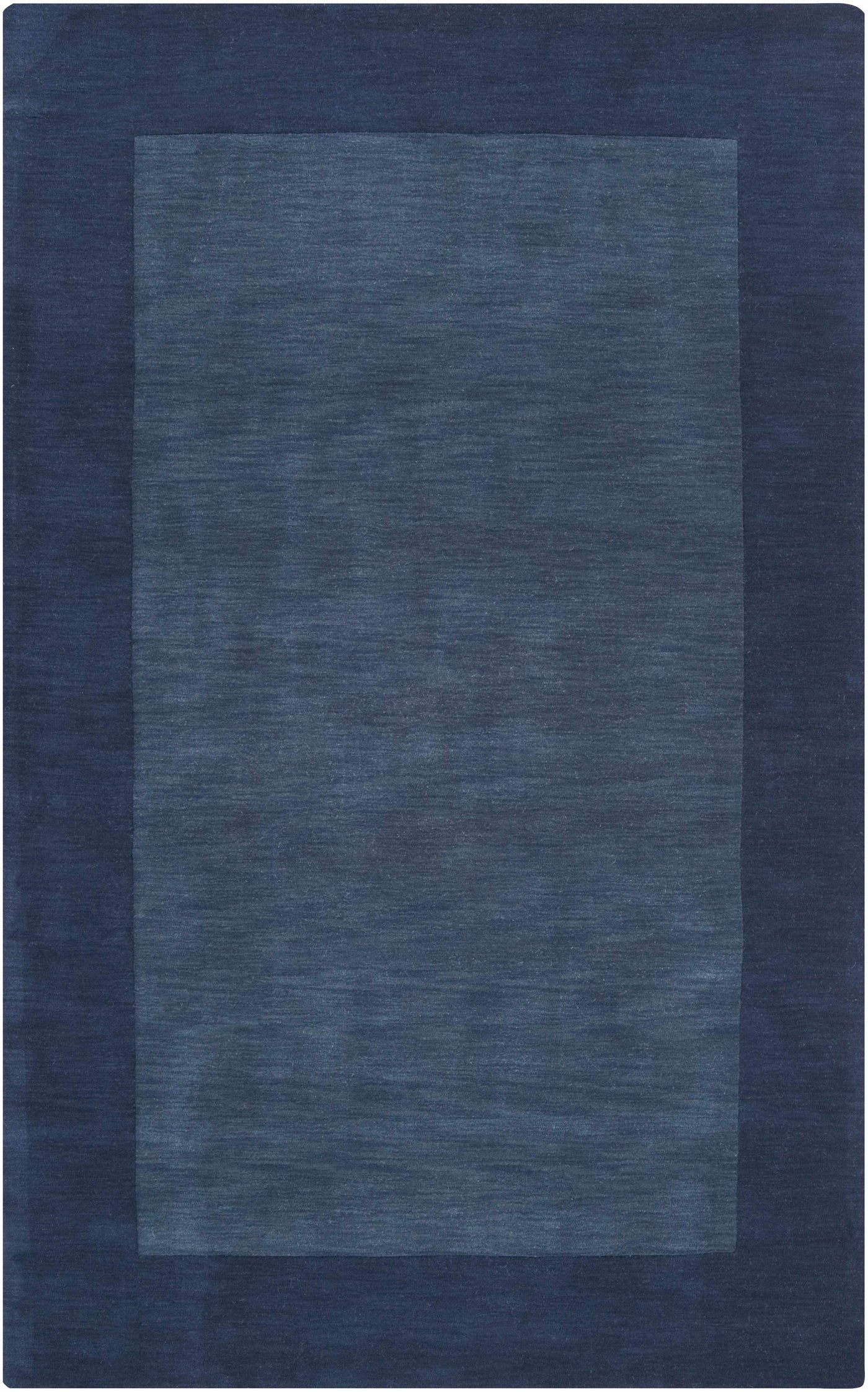 Bordered Solid Ink Blue Wool Rug by Boutique Rugs