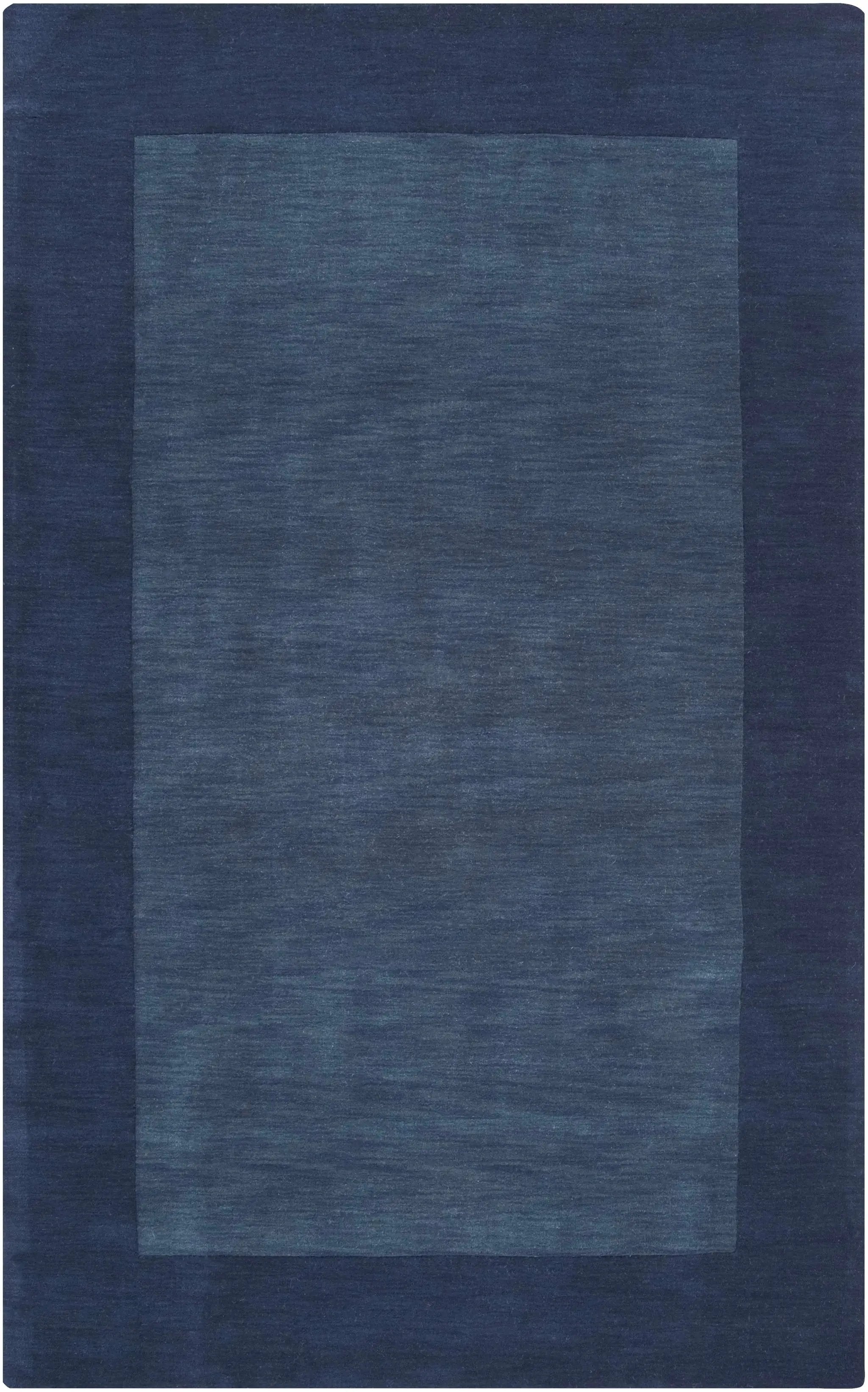 Bordered Solid Ink Blue Wool Rug by Boutique Rugs