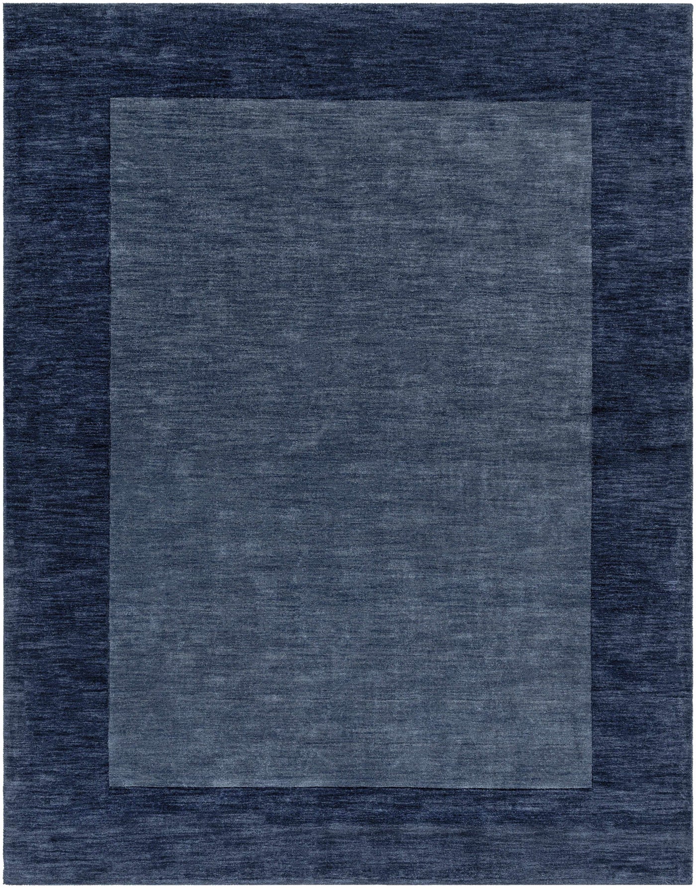 Bordered Solid Ink Blue Wool Rug by Boutique Rugs