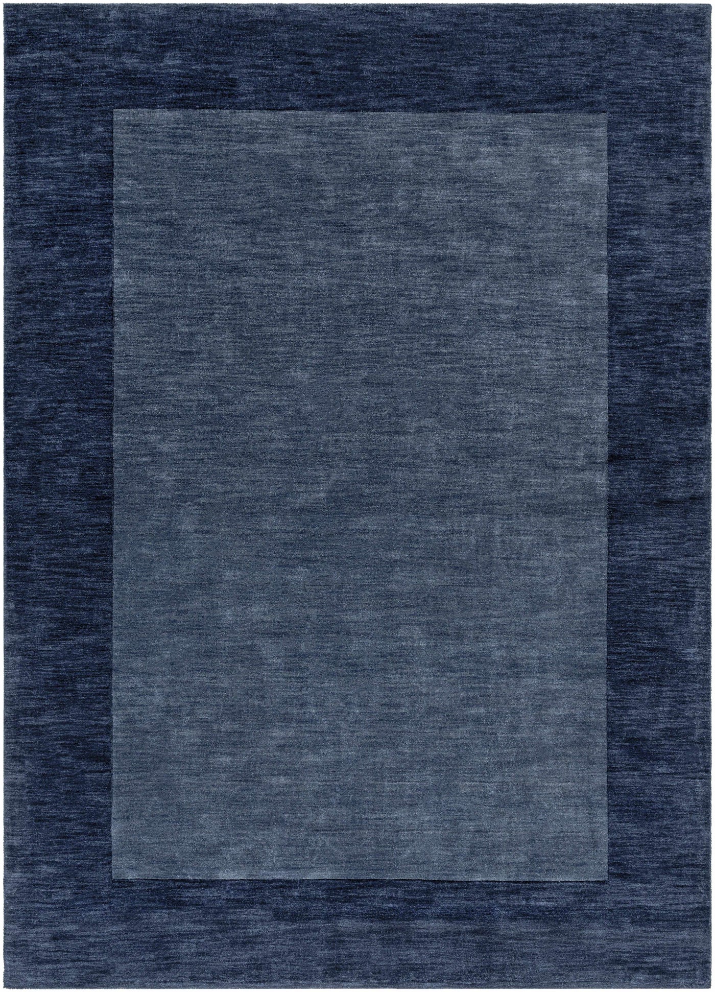 Bordered Solid Ink Blue Wool Rug by Boutique Rugs
