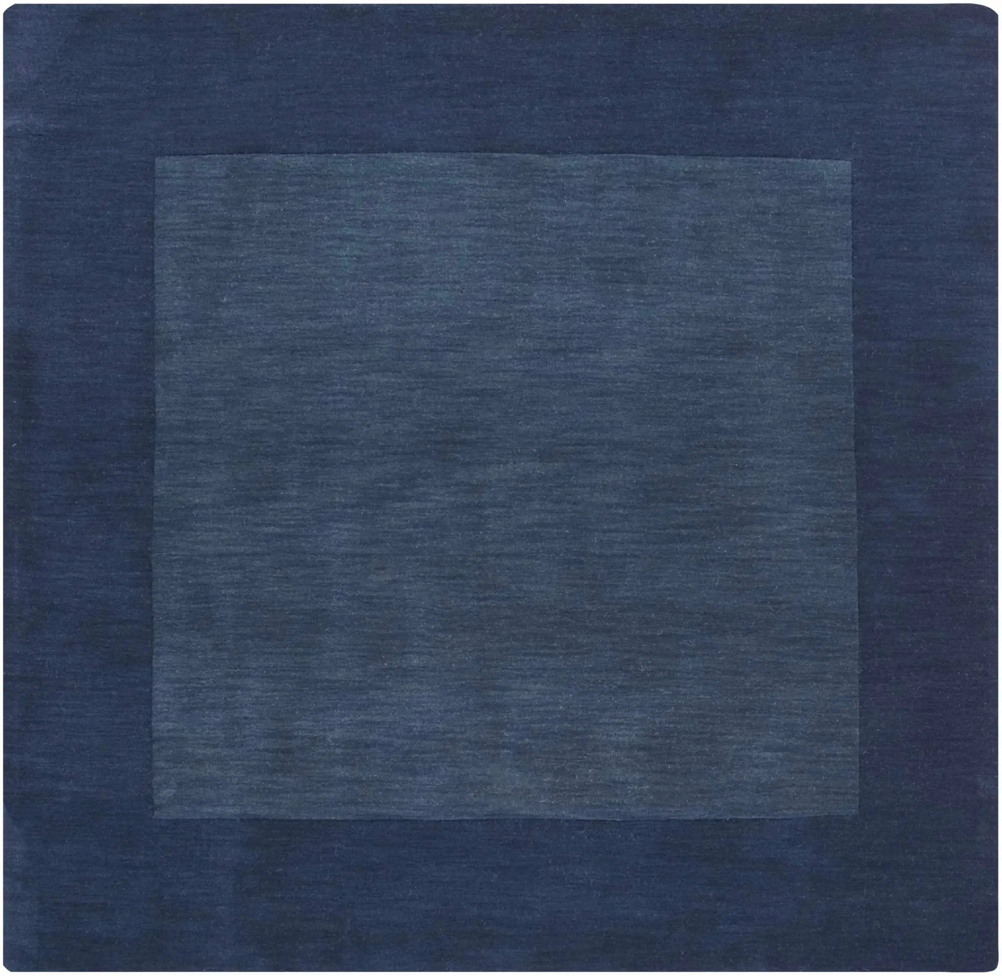 Bordered Solid Ink Blue Wool Rug by Boutique Rugs