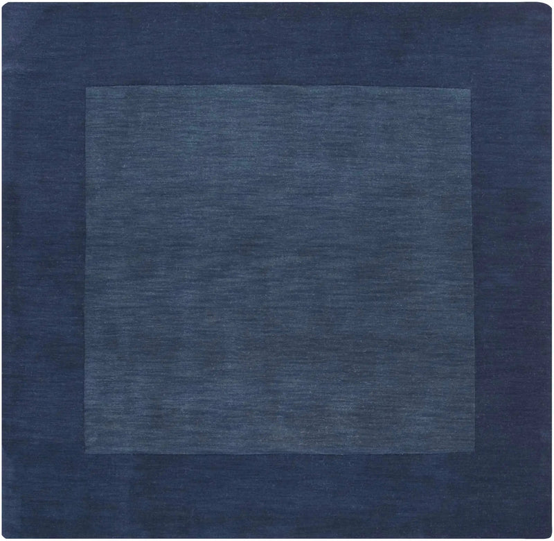 Bordered Solid Ink Blue Wool Rug by Boutique Rugs