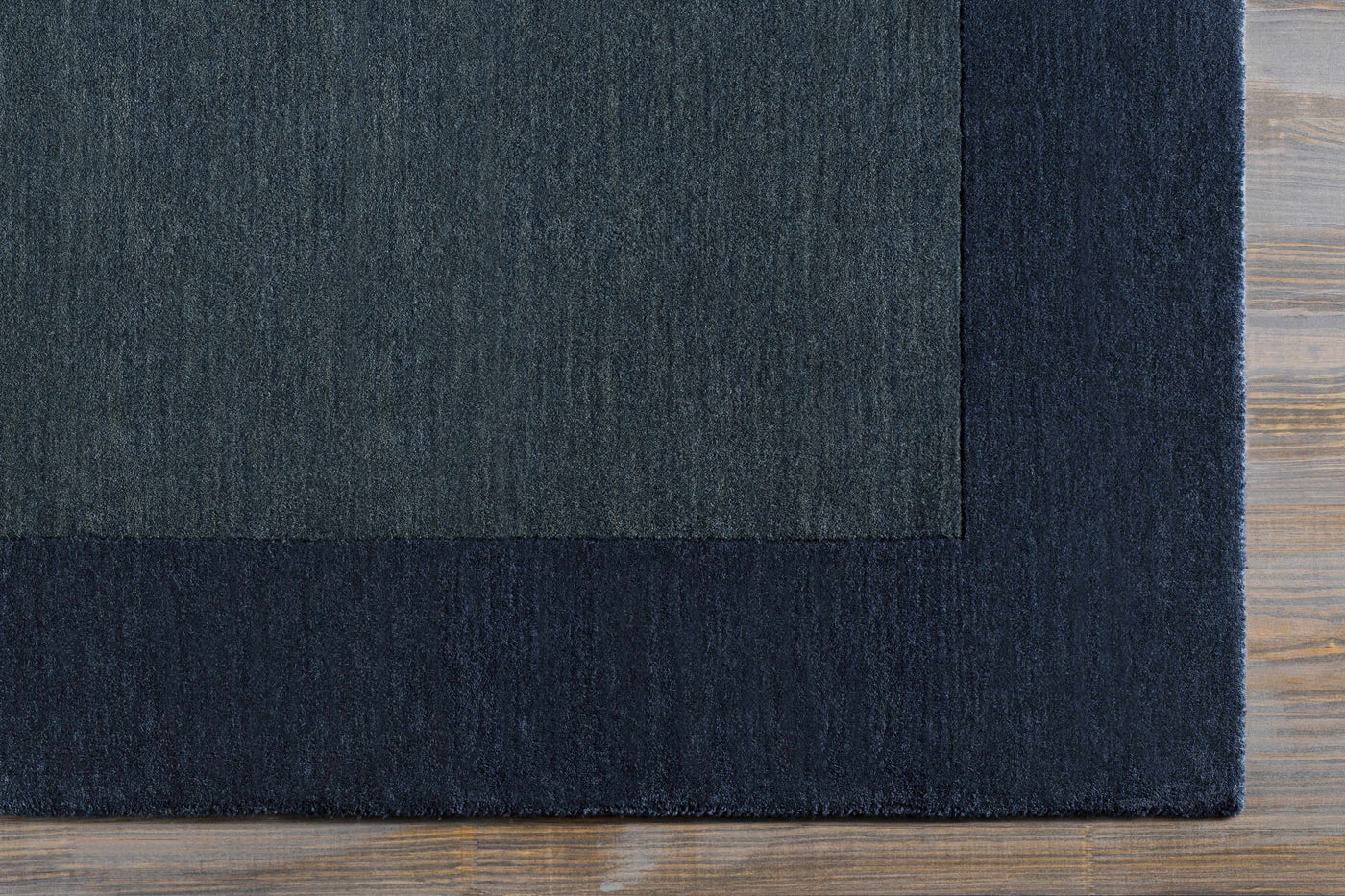 Bordered Solid Ink Blue Wool Rug by Boutique Rugs