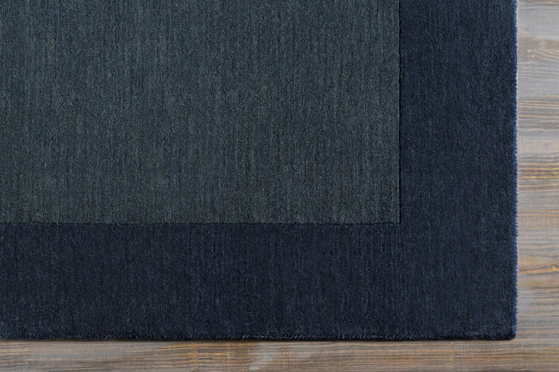 Bordered Solid Ink Blue Wool Rug by Boutique Rugs