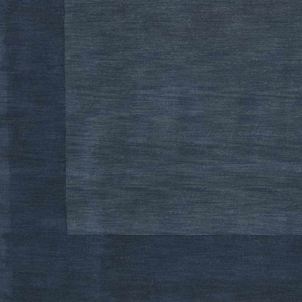 Bordered Solid Ink Blue Wool Rug by Boutique Rugs