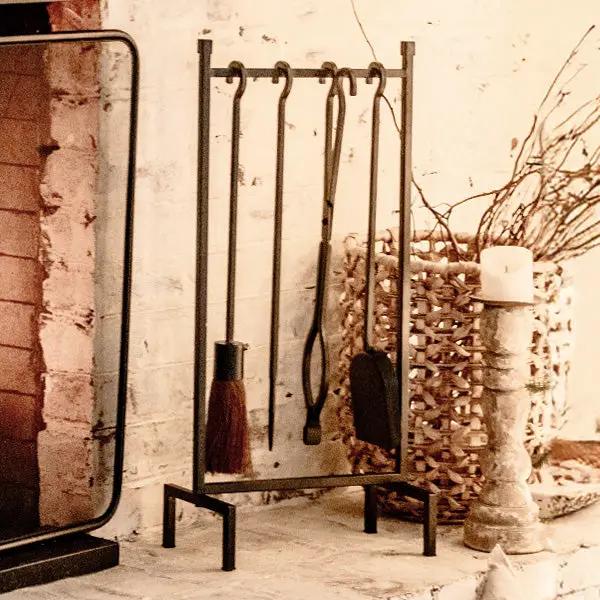 4 Piece Black Iron Fireplace Tool Set by Decor Steals