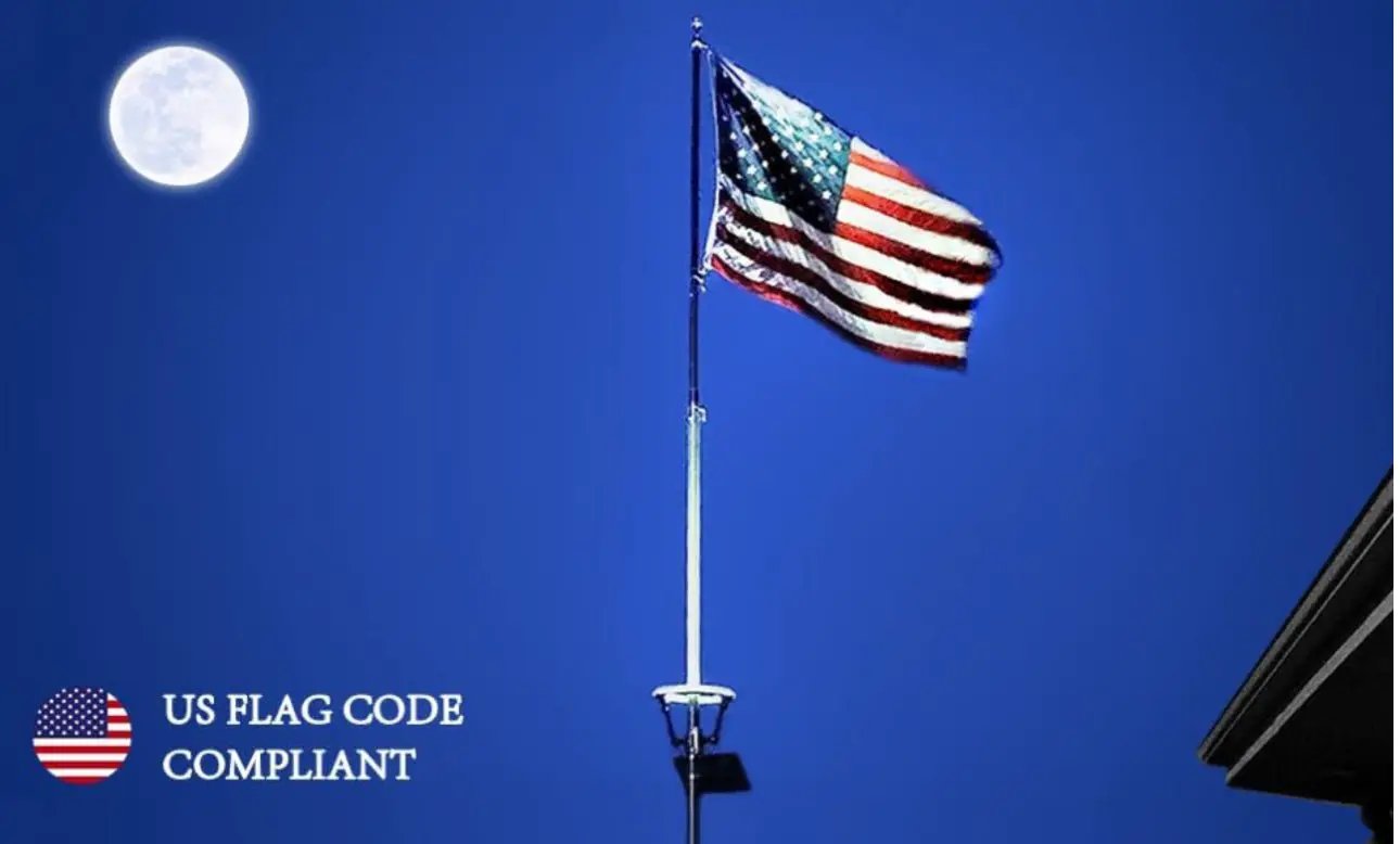 Flagpole Solar Light 4640 Lumen 12000mAh Rechargeable Battery Flag Pole Light Solar Powered 32 Brightest LED Outdoor Waterproof Fits Diameter 2-6 in Flagpoles Work up to 16 Hours Flag Lights by Outdoor Solar Outlet