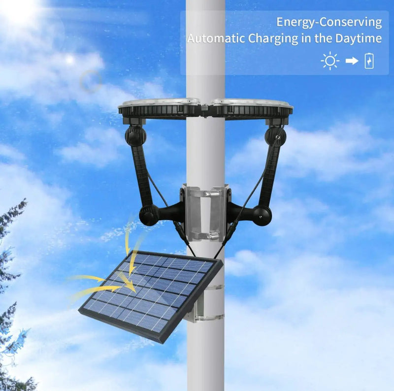Flagpole Solar Light 4640 Lumen 12000mAh Rechargeable Battery Flag Pole Light Solar Powered 32 Brightest LED Outdoor Waterproof Fits Diameter 2-6 in Flagpoles Work up to 16 Hours Flag Lights by Outdoor Solar Outlet