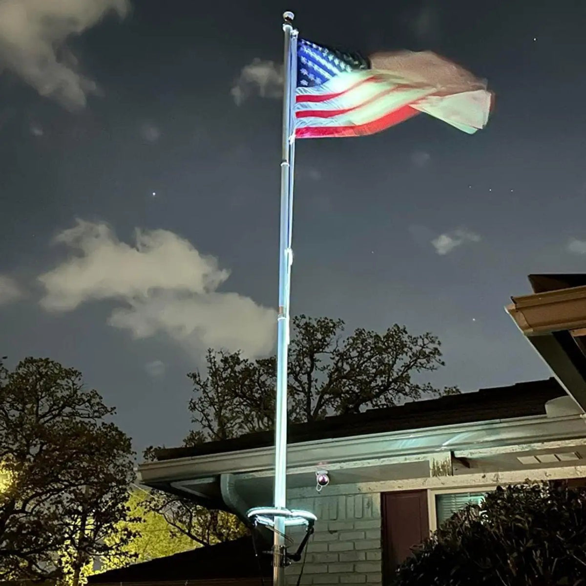 Flagpole Solar Light 4640 Lumen 12000mAh Rechargeable Battery Flag Pole Light Solar Powered 32 Brightest LED Outdoor Waterproof Fits Diameter 2-6 in Flagpoles Work up to 16 Hours Flag Lights by Outdoor Solar Outlet